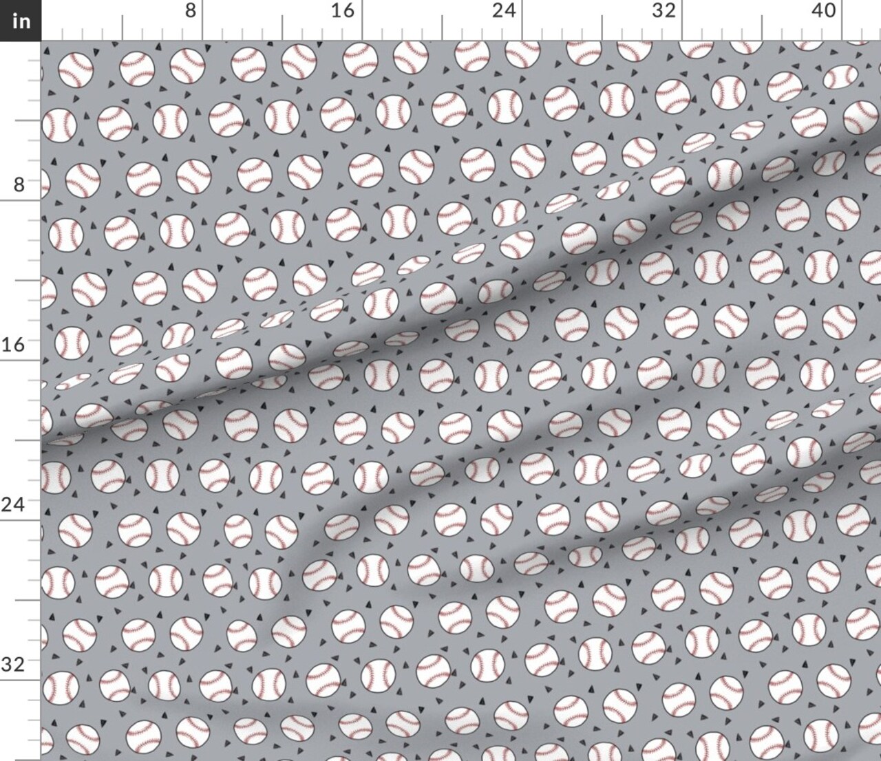Baseball Sports American Themed Grey Sport Kids Play Custom Printed Fabric by Spoonflower Various Fabrics by the Yard or Fat Quarter